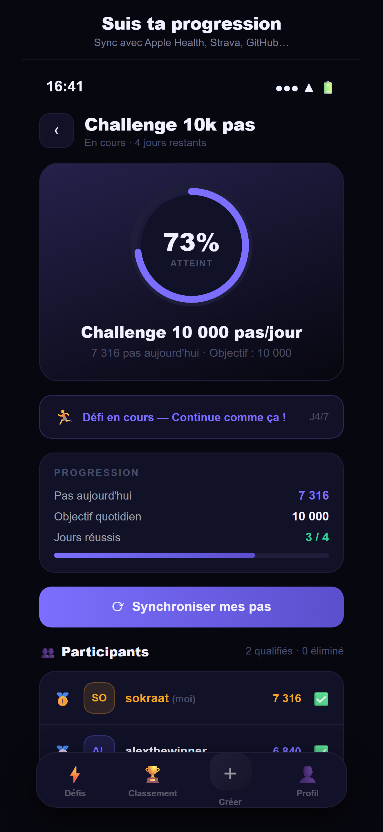 Aperçu de l'app PaceBet